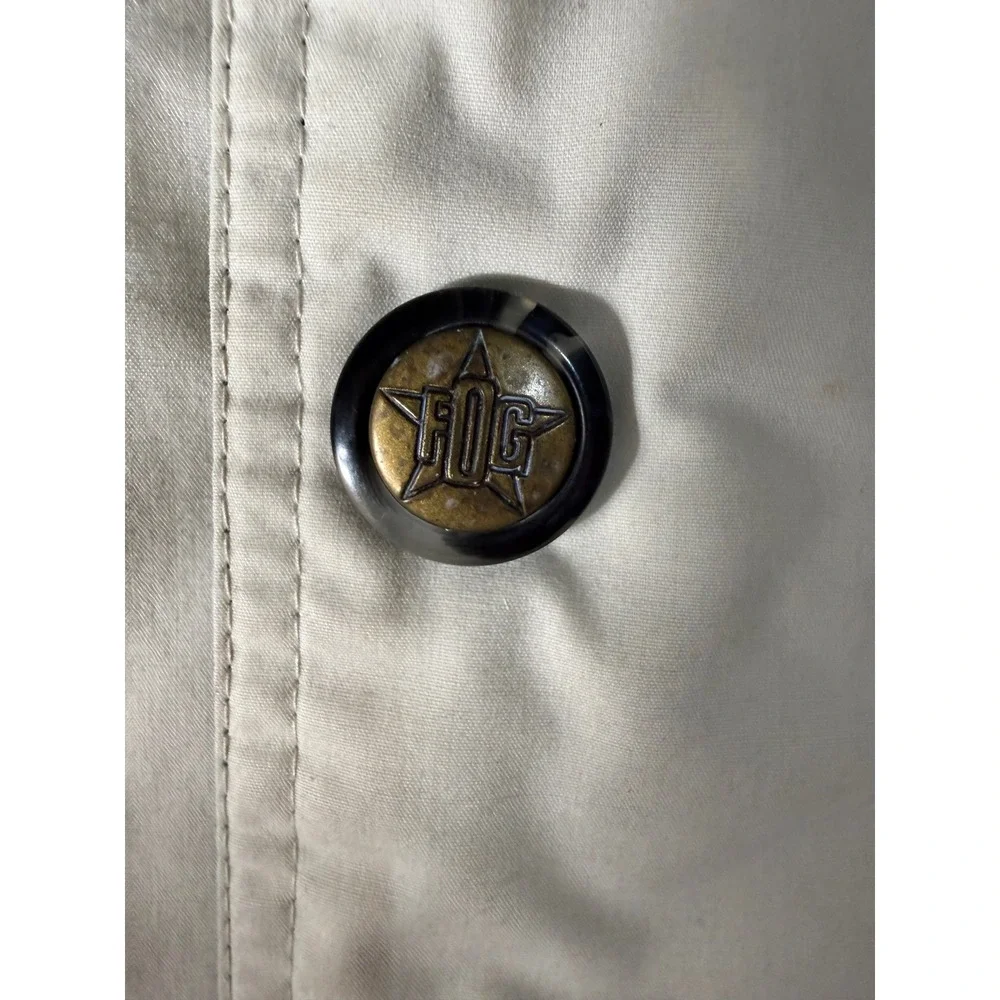 London Fog Mens Field Jacket Cream XL Long Quilted Lining‎ Full Zip Utility Coat
